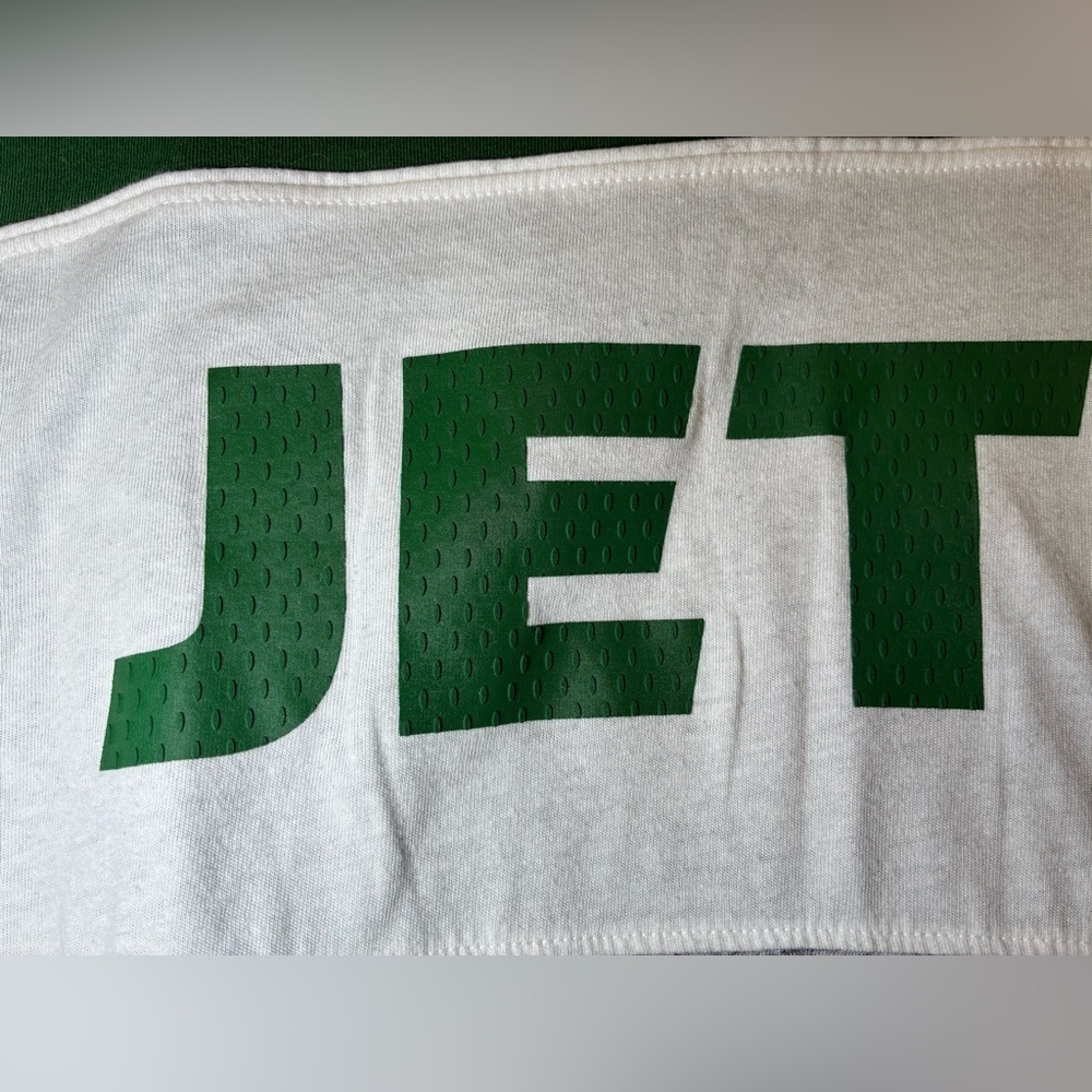 Fanatics New York Jets T Shirt Textured Logo XL Soft Light Gray White Green - Picture 4 of 7